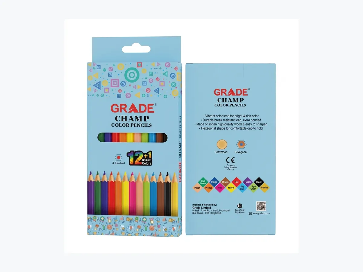 Champ colour pencils, twelve-pack with the retail carton